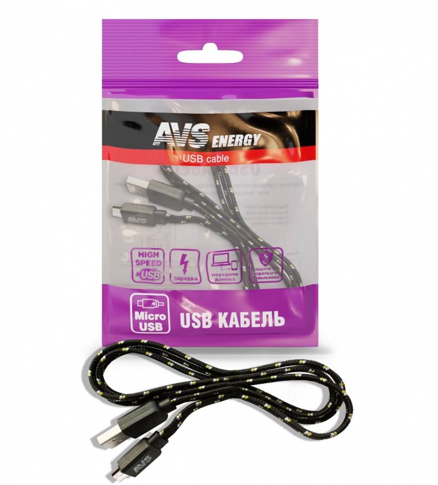 AVS A78607S Кабель Micro Usb (1м) Mr-321 (Плоский Текстиль) Av