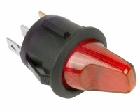 Выключатель клавишный круглый 12V 16A ON-OFF красный с подсветкой 36-2590