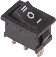 Выключатель клавишный 250V 6A ON-OFF-ON черный с нейтралью 36-2145