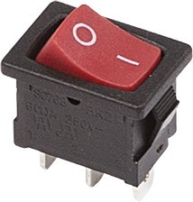 Выключатель клавишный 250V 6A ON-ON красный 36-2131