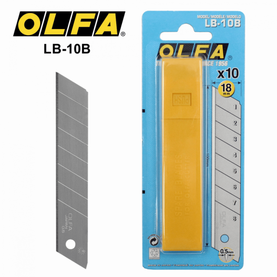 Ol-lb-10b лезвие Olfa сегментированное 18х100х0.5мм 10шт. Olfa ol-lb-10b лезвия сегментир. 18*100*0,5мм 10шт. Olfa лезвия 18мм. Лезвия для ножа 18мм "ОЛФА". Лезвия olfa black