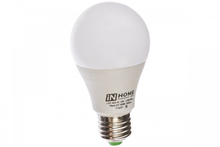 Лампа светодиодная LED-А60-VC 12Вт 230В E27 3000K 1350Лм InHOME 4690612020235