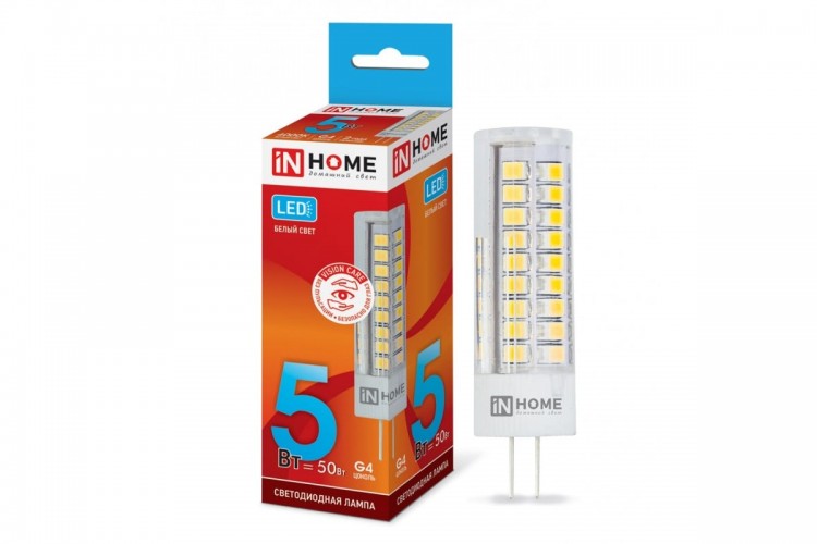 Лампа светодиодная LED-JC-VС 5Вт 12В G4 4000K 450Лм INHOME 4690612019826