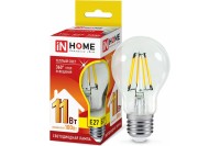 Лампа светодиодная LED-A60-deco 11Вт 230В Е27 3000К 1160Лм прозрачная IN HOME 4690612026121