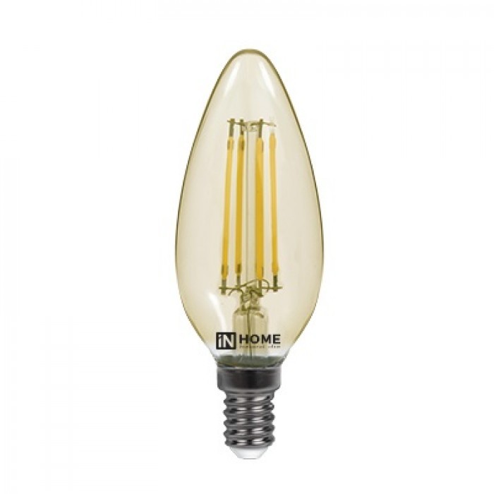 Лампа светодиодная LED-СВЕЧА-deco 7Вт 230В E14 3000K 630Лм золотистая InHOME 4690612007540