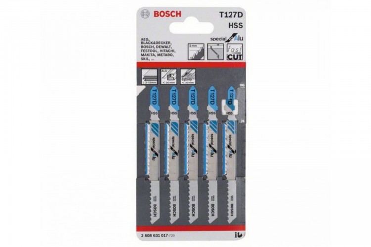 Набор пилок для лобзика по металлу (74 мм; 5 шт.) HSS T127 D Bosch 2.608.631.017