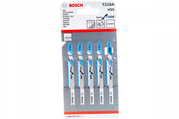 Пилки T218A 5 шт. по металлу для лобзика Bosch 2.608.631.032