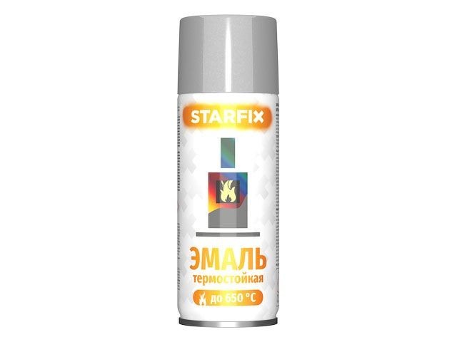 Краска-эмаль аэроз.термостойкая силик.серебристый STARFIX 520мл (SM-39874-1)