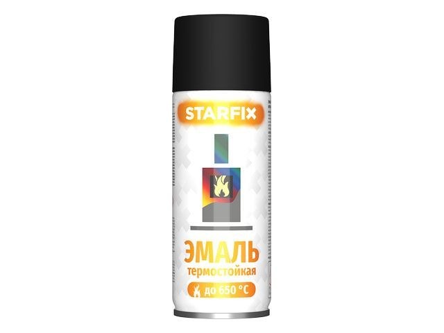Краска-эмаль аэроз.термостойкая силик.черный STARFIX 520мл (SM-26804-1)