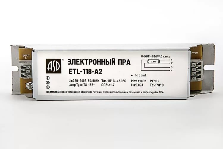 ЭПРА для люминесцентных ламп ETL-236-A2 2x36Вт T8/G13 ASD