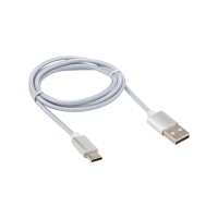Кабель USB-Type-C/2.4A/nylon/silver/1m/Rexant 18-1884