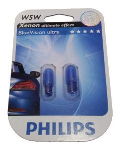 Автолампа PHILIPS W5W 12V-5W (W2.1x9.5d) (2шт) Blue Vision Ultra