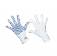 Перчатки нейлоновые с частичным покрытием ладони и пальцев «Точка» ПВХ белые REXANT 09-0260