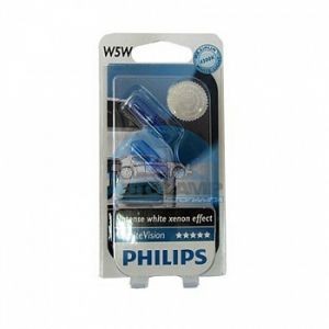 Автолампа PHILIPS W5W 12V-5W (W2.1x9.5d) (2шт) WHITE Vision