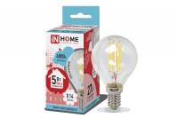 Лампа светодиодная LED-ШАР-deco 5Вт 230В E14 4000K 450Лм прозрачная IN HOME 4690612007694
