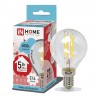 Лампа светодиодная LED-ШАР-deco 5Вт 230В E14 4000K 450Лм прозрачная IN HOME 4690612007694