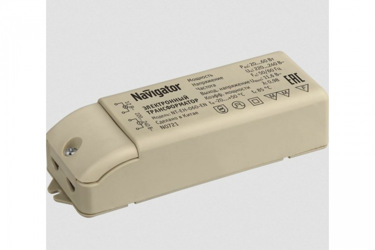 Трансформатор электронный 60W 12V с защитой Navigator