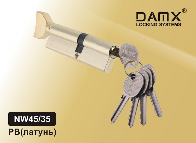 7254 Ц.М. обычный ключ-вертушка NW45/35mm DAMX РВ (Полированная латунь)