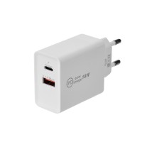 Сетевое зарядное устройство для iPhone/iPad REXANT Type-C + USB 3.0 с Quick charge, белое 16-0278