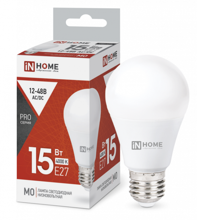 Лампа светодиодная низковольтная LED-MO-PRO 15Вт 12-48В Е27 4000К 1200Лм INHOME 4690612036182