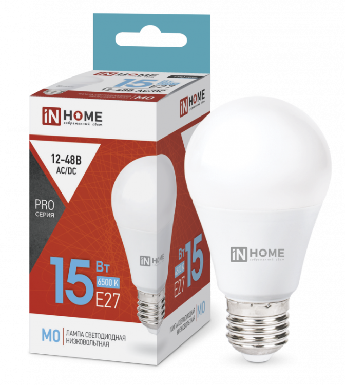 Лампа светодиодная низковольтная LED-MO-PRO 15Вт 12-48В Е27 6500К 1200Лм INHOME 4690612036366