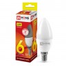 Лампа светодиодная LED-СВЕЧА-VC 6Вт 230В E14 3000K 570Лм InHOME 4690612020389