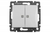 Выключатель двойной с подсвет.белый LEGRAND с 2 глазками (без рамки) 774428