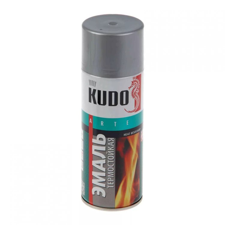 KUDO Эмаль термостойкая серебристая 520мл KU-5001